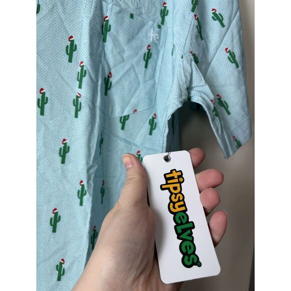 NWT Tipsy Elves Christmas Cactus Button Up Shirt - Picture 5 of 7